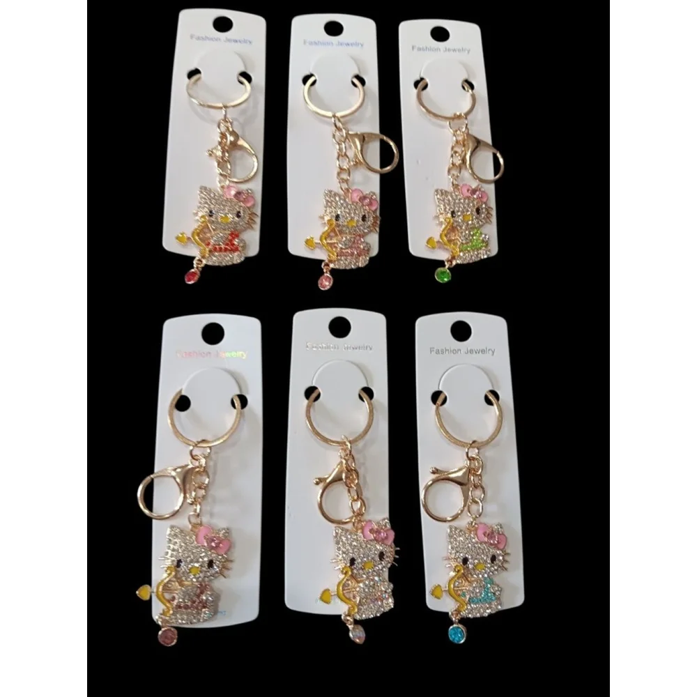 Hello Kitty Character Rhinestone Cupid Valentine's Key Chain Purse Charm Blue